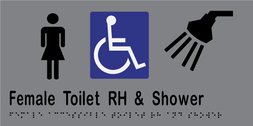 Female Accessible Toilet & Shower RH 300mmW x 150mmH