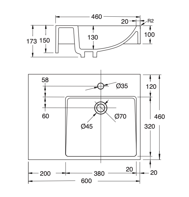 Assisted Living Wall Hung Basin - Left or Right Hand Bowl - NDIS/SDA