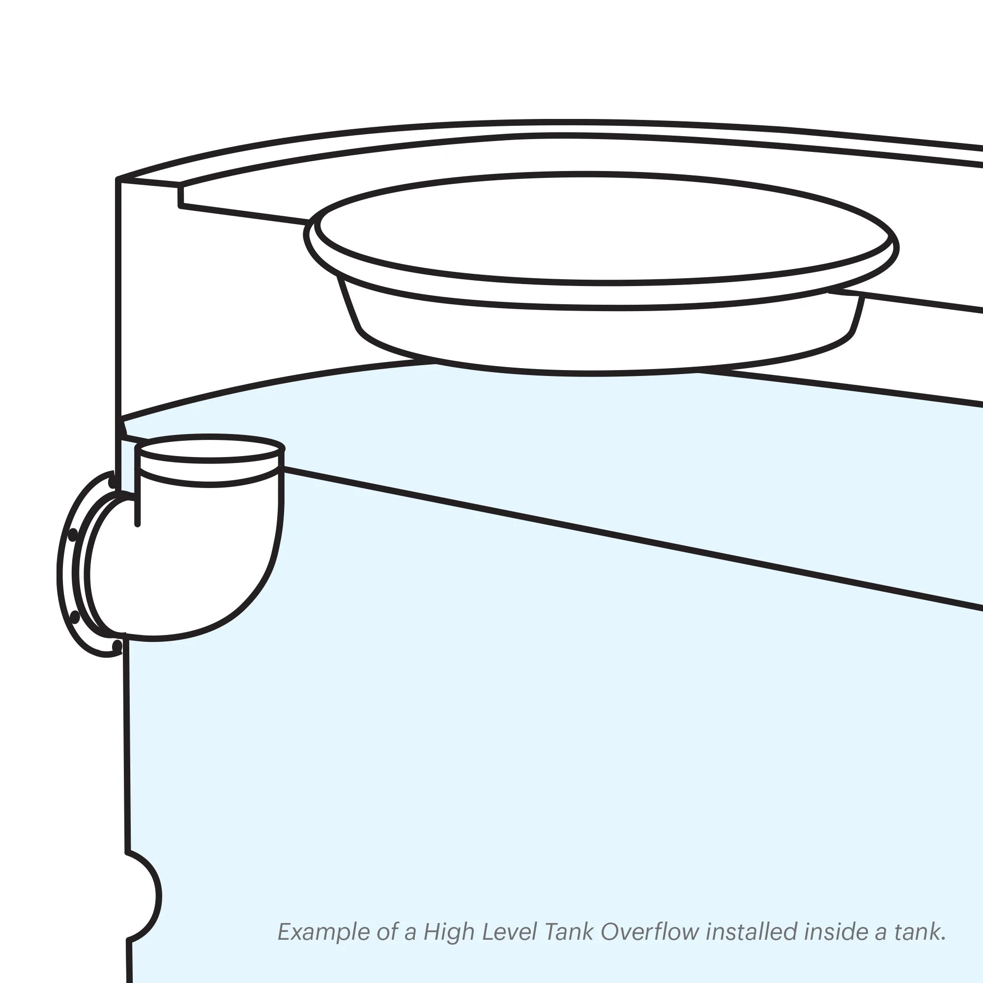 Flanged Tank Overflow - Volume Increasing - High 100mm