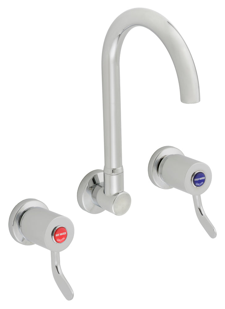 CliniLever® CP-BS Hospital Wall Sink Set 80 C/D with 190mm Gooseneck Outlet