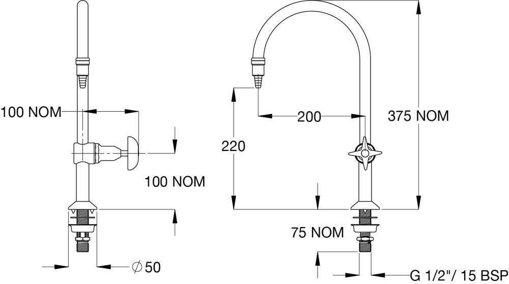 GalvinLab® CP-BS Lab Set 1-Way Type 16 DPW Fixed Jumper Valve #16XT Tube Nozzle - 5LPM