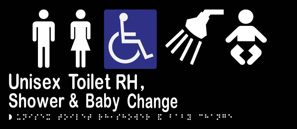 Unisex Accessible Toilet RH, Shower & Baby Change