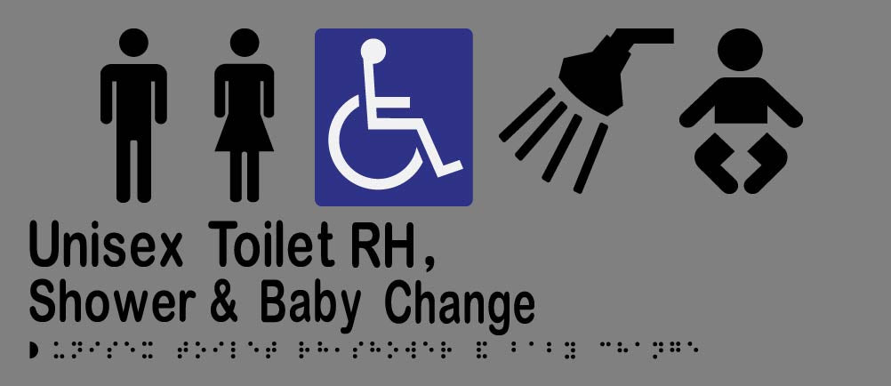 Unisex Accessible Toilet RH, Shower & Baby Change