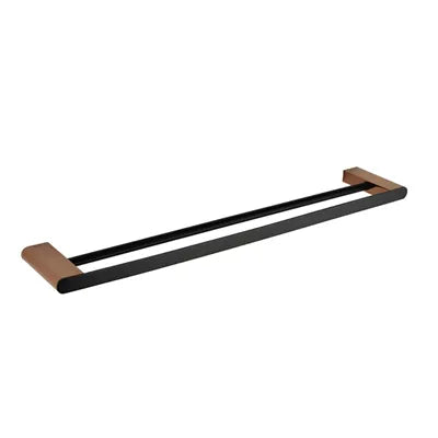 Zevio Double Towel Rail 600MM Black & Rose Gold