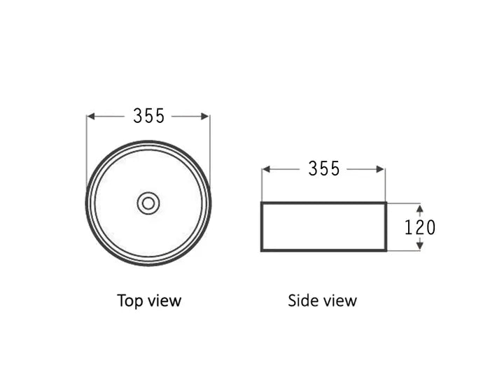 Radius Round Basin 355x355 Gloss White & Matt Black