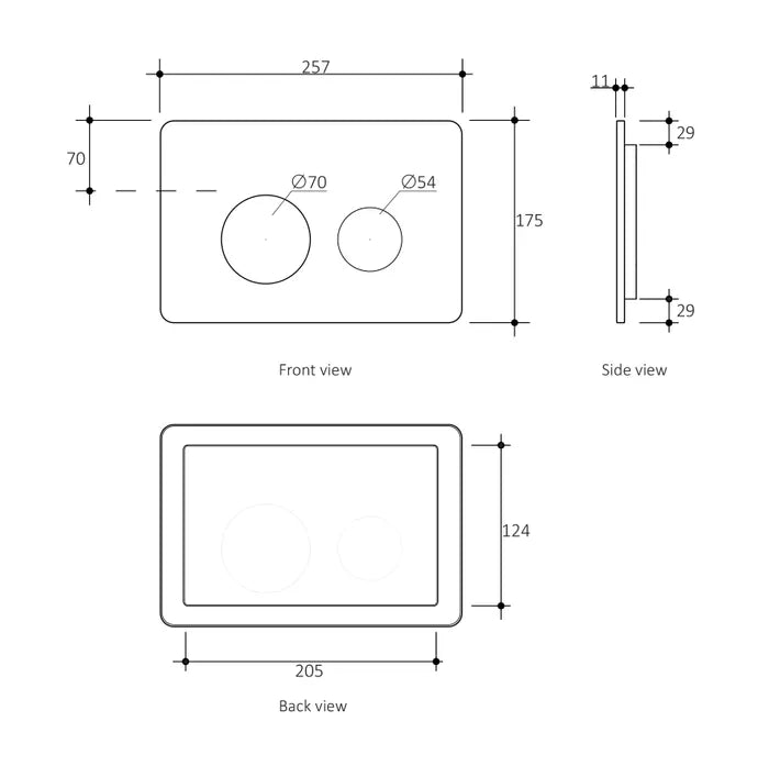 Round Gun Metal Stainless Dual -Flush Push Plate for R& T Mechanical Concealed Cistern