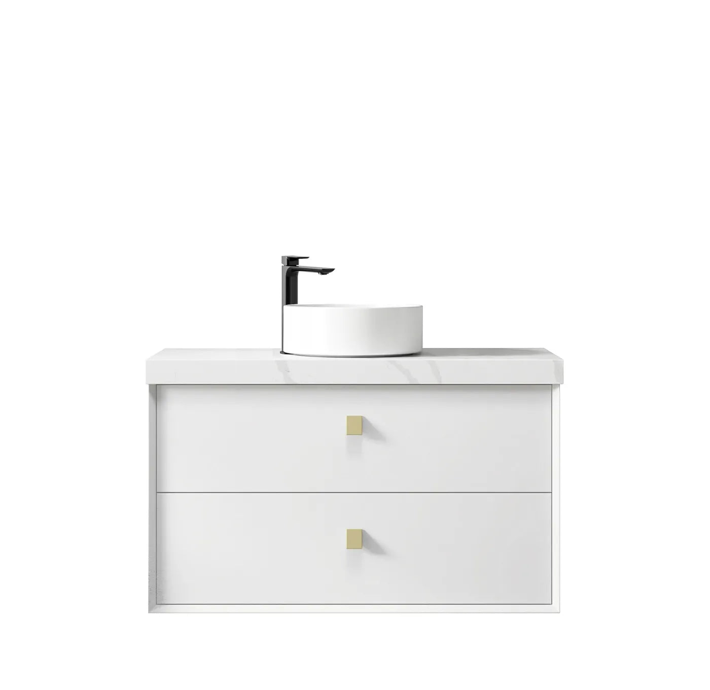 Satin White Boston 900MM Wall Hung Vanity 60mm Stone Top