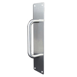Pull Handle with Plate in Satin Stainless Steel
