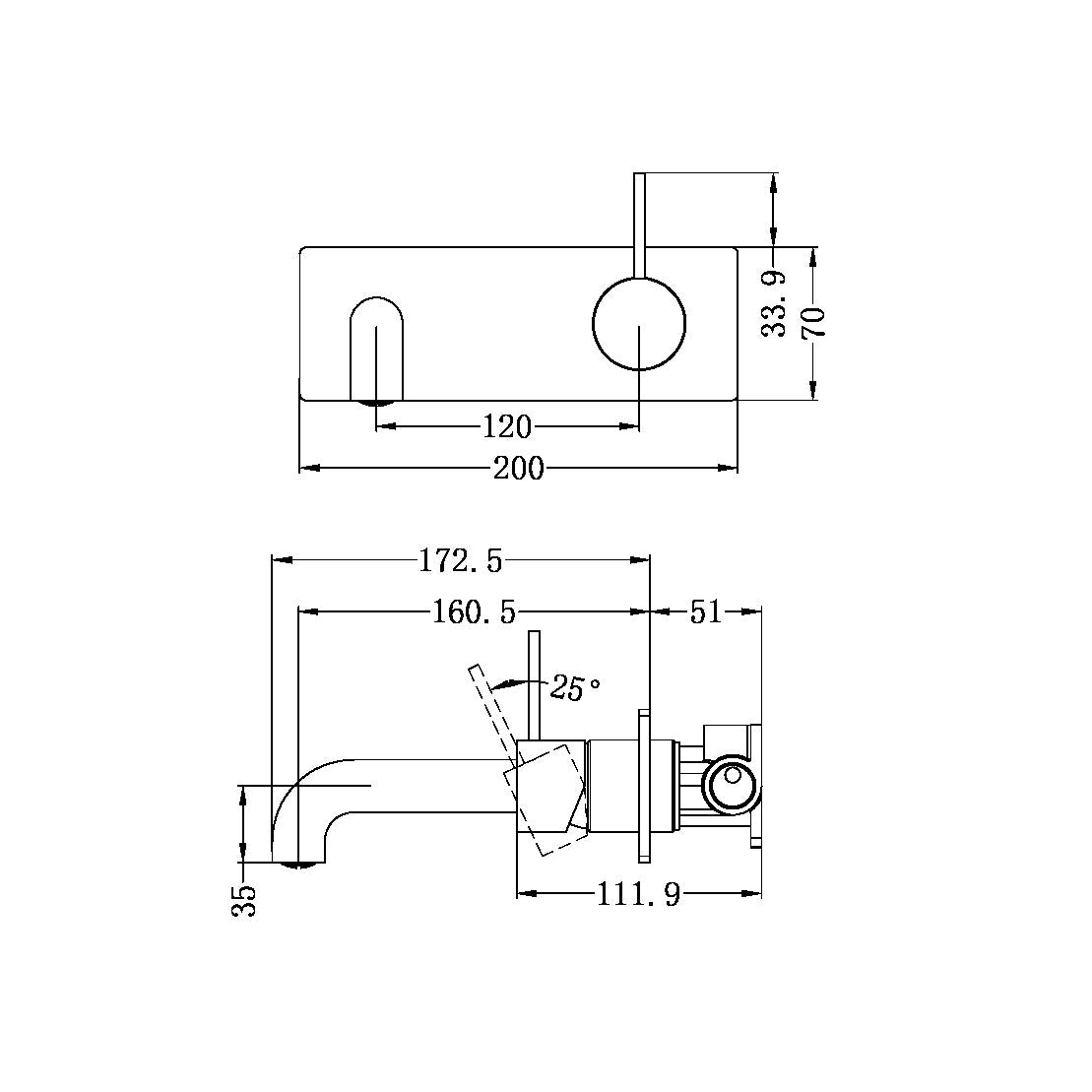 Mecca Wall Basin Mixer Handle Up 185mm