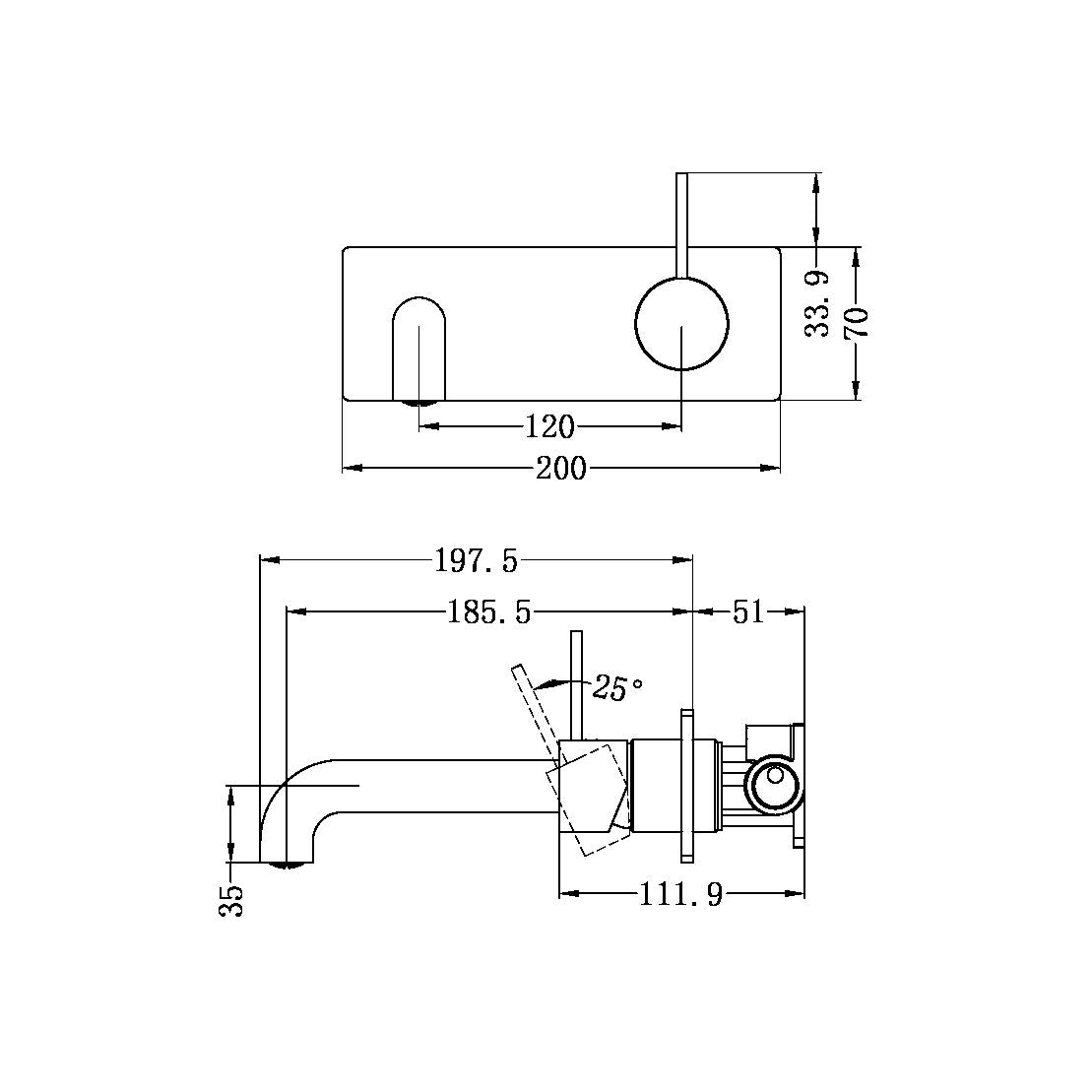 Mecca Wall Basin Mixer 185mm