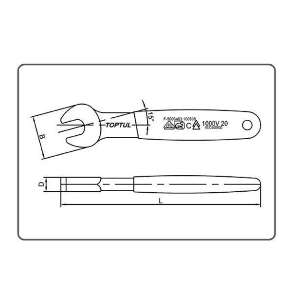 Toptul 19mm VDE Insulated Single Open End Wrench